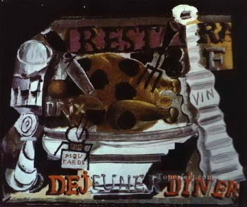 キュービズム Painting - トリュフとワインのレストラン ターキー 1912 キュビスト